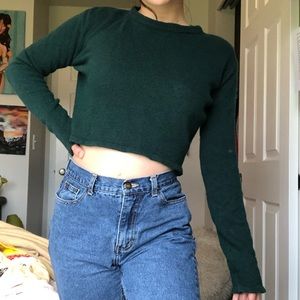 Cropped green sweater